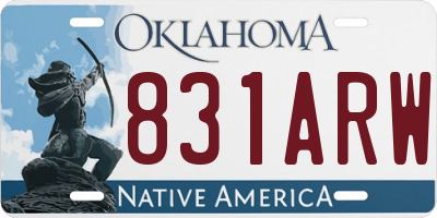 OK license plate 831ARW