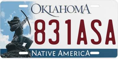 OK license plate 831ASA
