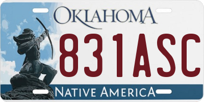 OK license plate 831ASC