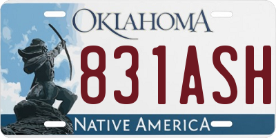 OK license plate 831ASH