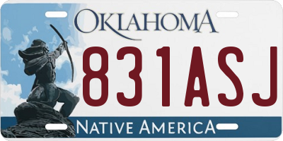 OK license plate 831ASJ
