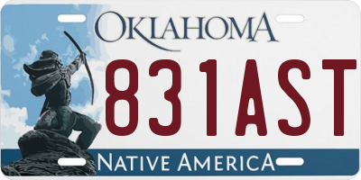 OK license plate 831AST