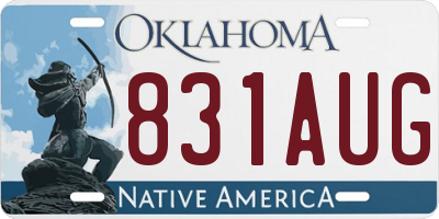 OK license plate 831AUG