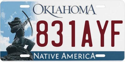 OK license plate 831AYF