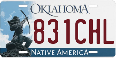 OK license plate 831CHL