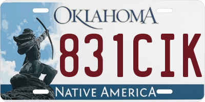 OK license plate 831CIK