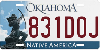 OK license plate 831DOJ