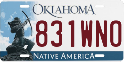 OK license plate 831WNO