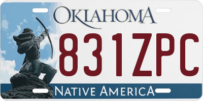 OK license plate 831ZPC