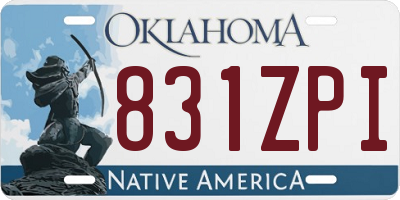 OK license plate 831ZPI
