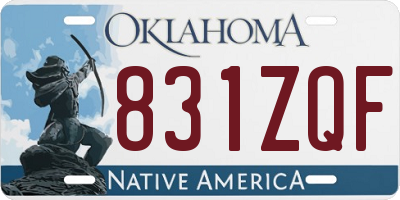 OK license plate 831ZQF