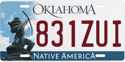 OK license plate 831ZUI