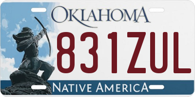 OK license plate 831ZUL