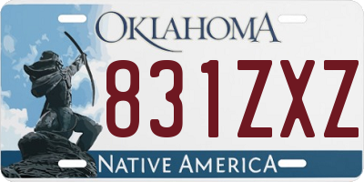 OK license plate 831ZXZ