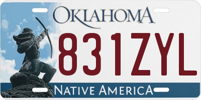 OK license plate 831ZYL