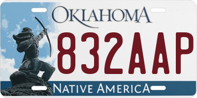 OK license plate 832AAP