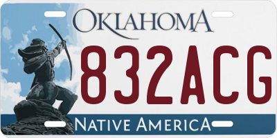 OK license plate 832ACG