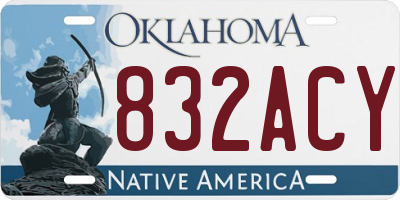 OK license plate 832ACY
