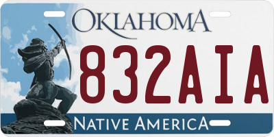 OK license plate 832AIA