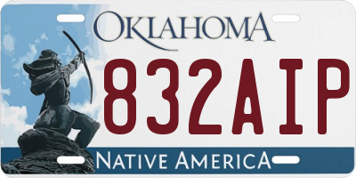 OK license plate 832AIP