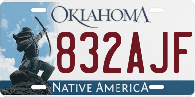 OK license plate 832AJF