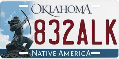 OK license plate 832ALK