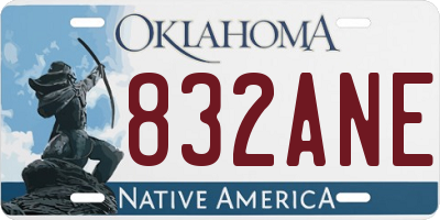 OK license plate 832ANE