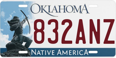 OK license plate 832ANZ