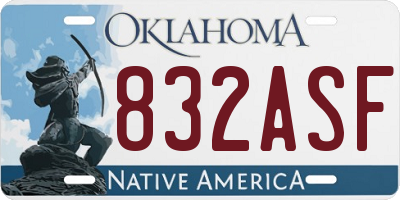 OK license plate 832ASF