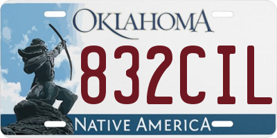 OK license plate 832CIL
