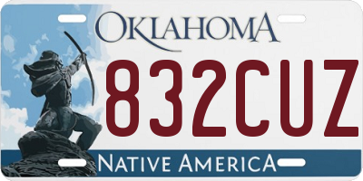 OK license plate 832CUZ
