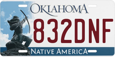 OK license plate 832DNF