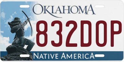 OK license plate 832DOP