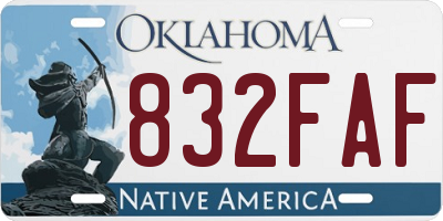 OK license plate 832FAF