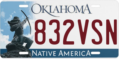 OK license plate 832VSN