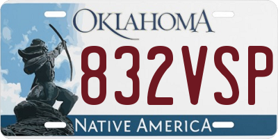 OK license plate 832VSP