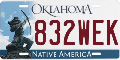 OK license plate 832WEK