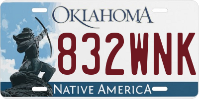 OK license plate 832WNK