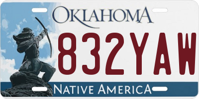 OK license plate 832YAW