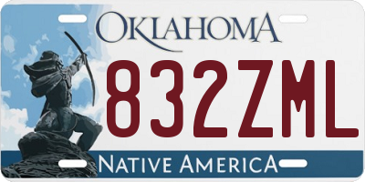 OK license plate 832ZML