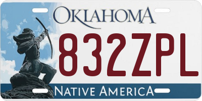 OK license plate 832ZPL