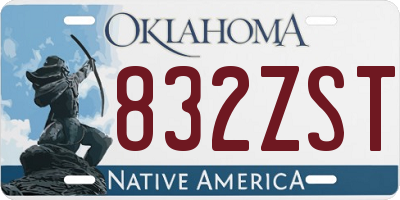 OK license plate 832ZST