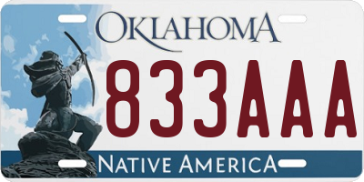 OK license plate 833AAA