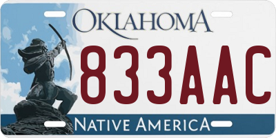 OK license plate 833AAC
