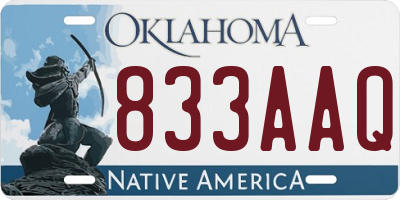 OK license plate 833AAQ