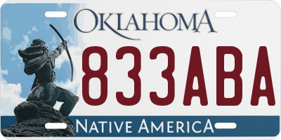 OK license plate 833ABA