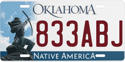 OK license plate 833ABJ