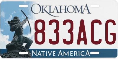 OK license plate 833ACG