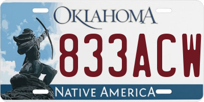 OK license plate 833ACW