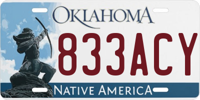 OK license plate 833ACY